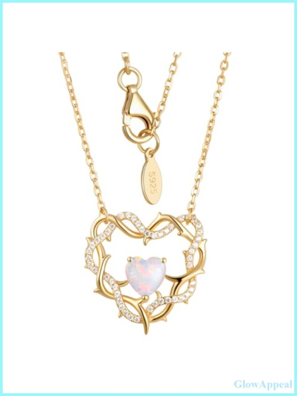 Heart Birthstone Pendant Necklace 925 Sterling Silver 14K Gold Plated